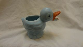 Vintage McCoy Pottery Blue Baby Duck Planter 3