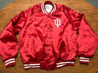 Mens Vintage Chalk Line Indiana Hoosiers Button Up Red Satin Jacket Size Large