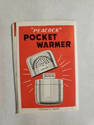 Vintage Pocket Warmer by PEACOCK with paperwork and velvet carry bag 5
