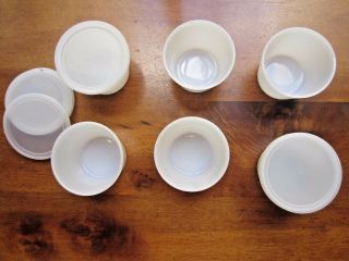 Vintage White Milk Glass Glassbake Ramikin/custard Dishes Lidded,  Set Of 6