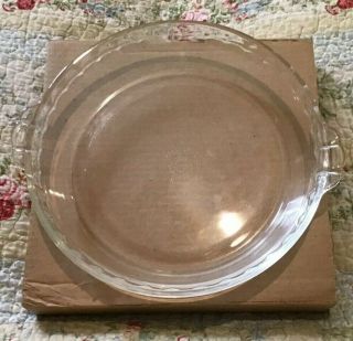 Vtg Pyrex Clear Glass Fluted Crimped 9.  5 Inch Deep Dish Pie Pan Plate Dish 229