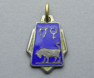 Astrological,  Taurus,  Bull.  Zodiac Sign.  Vintage Enamel Pendant.  French Medal.