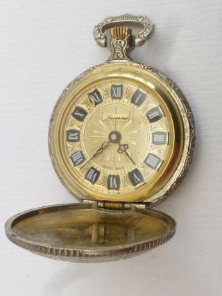 A Vintage Ladies Silver Tone Lucerne Pocket Watch