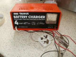Vintage Fki Taurus 4 Amp Battery Charger,  For 12v Batteries