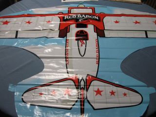 Vintage Red Baron Squadron Pizza Kite Stunt Airplane Complete Approx.  49 