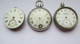 3 Vintage Pocket Watch Movements [ For Spares ] 7