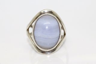 A Lovely Large Vintage Agate Sterling Silver 925 Statement Ring 12792c