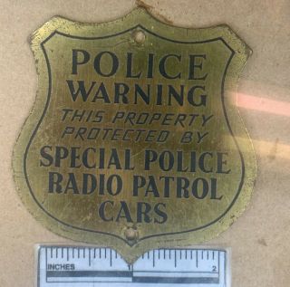 Vintage Police Plaque Private Detective Agency Sign & Security Company Badge