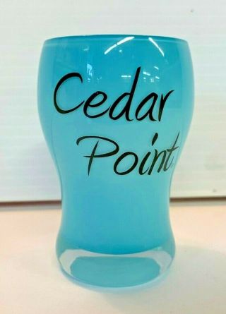 Vintage Cedar Point Souvenir Light Blue Shot Glass Travel Trip Amusement Park