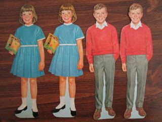 4 School Children Boy & Girl Die Cuts / 2 Each / Vintage / Litho/1950 - 60s