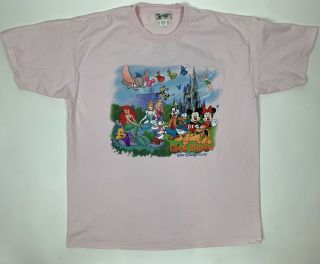 Vintage Walt Disney World - Magic Kingdom 2xl T - Shirt Pink Double Sided Gra