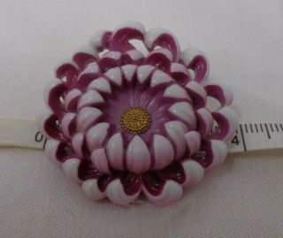 17 Vintage Mid Century Pink White Chrysanthemum Flower Earrings & Brooch Set B3 4