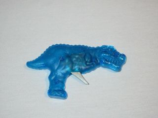Vintage Blue Plastic T - Rex Dinosaur Friction Spark Gun U K Design