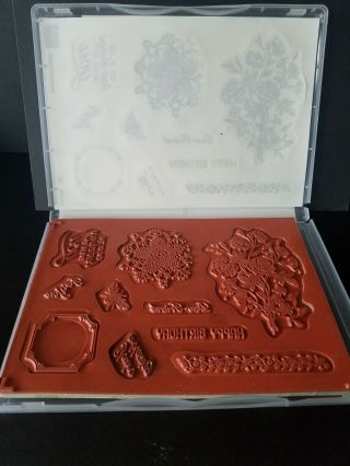 Stampin Up Very Vintage 10 Pc Red Rubber Clear Mount Stamp Set Host Set 2