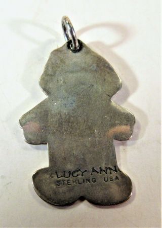 VTG Sterling Silver - LUCY ANN Stamped Boy Outline Charm Pendant 2