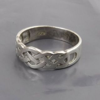 Vintage Sterling Silver Ring W Celtic Weave Design - Size O - 1/2