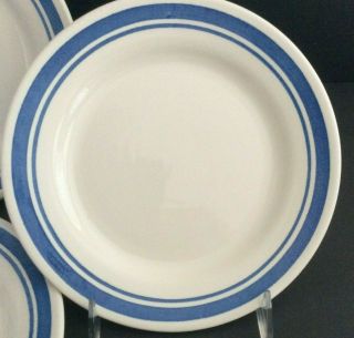 Vintage Oxford Brazil Restaurant China Blue Bands 4860 4 Salad Dessert Plates 3