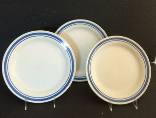 Vintage Oxford Brazil Restaurant China Blue Bands 4860 4 Salad Dessert Plates 4