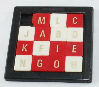 Vintage Alphabet/letter/word Slide Puzzle - 2 3/4 " Sq.  - Made In Hong Kong