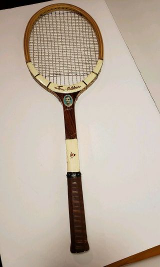 Vintage Tom Okker Dunlop Tennis Racquet 4 5/8 Grip Reinforced With Fibre