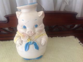 Vintage 1958 Rubber Squeaky Toy By The Edward Mobley Co.  " Sailor Pig "