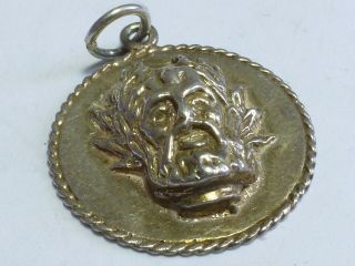 Vintage Sterling Silver Green Man Face With Wreathed Leaves Charm 3.  6g C198