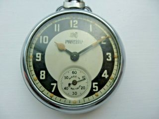 Vintage Chrome Ingersoll Triumph Pocket Watch - Spares Or Repairs