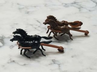 Vintage 1960s Giant Brand Miniature Plastic Horses Stagecoach Hong Kong