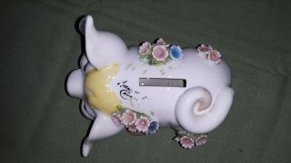 Vintage Lefton ' s Happy Pink Piggy bank With Flowers 3