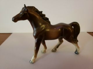 Vintage Black And Brown Horse Ceramic Figurine Statue 5 " Japan