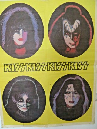 Vtg Kiss Band Gene Simmons Ace Frehley Paul Stanley Peter Criss Poster 17 " X 21 "
