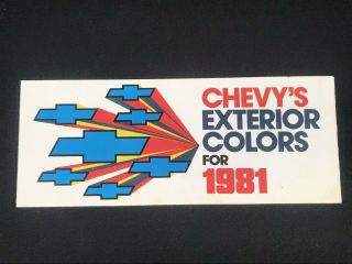 Vtg Chevrolet Chevy Colors For 1981 Car Dealer Advertising Sales Brochure