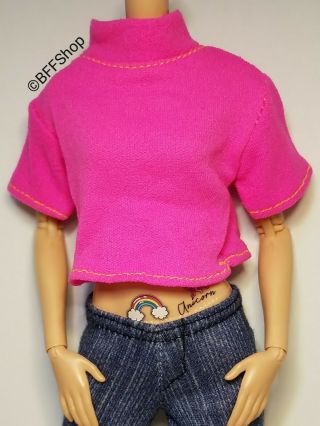 Mattel Pink Basics Open Back Top Shirt Barbie Fashionistas Clothes Fashion Vtg