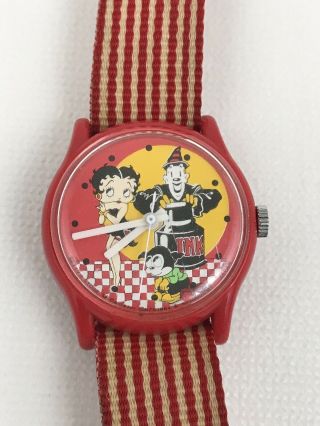 Vintage 1984 Betty Boop Plastic Wrist Watch Fabric Band - Not Running