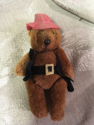 Vintage Jointed Mohair Teddy Bear 4 " Tall Brown