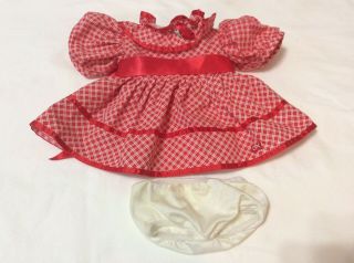 Cabbage Patch Kid Vintage Coleco Fancy Red/white Dress W/ribbon & Rose.