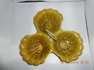Vintage Retro Divided 3 Shell Candy Condiment Serving Dish Made In Usa 43