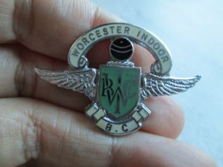 Worcester Indoor Bowling Association Club Badge Pin Vintage Lawn Bowls England