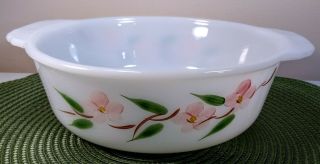 Vintage Anchor Hocking Fire King Gay Fad Blossoms 1 1/2 Qt Casserole Dish 447