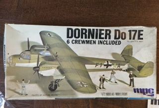 Vintage Mpc 1/72 Dornier Do 17e Model Kit 0251 W/6 Crewmen Open