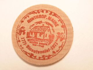 Vintage Wooden Nickel: 1971 Winthrop,  Maine Bicentennial (1871 - 1971)