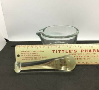 Vintage Clear Glass Apothecary Mortar and Pestle / Herb Grinder,  4 oz 3