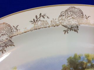 Vintage China Turkey Platter Thanksgiving 15.  75 x 11.  75 Gold Trim 4