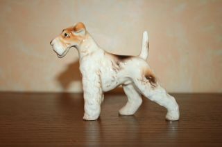 Vintage Fox Terrier Dog Figure Porcelain Made In Japan
