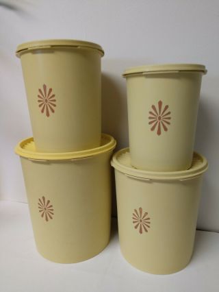 Vintage Tupperware Nesting Servalier Canister Set - Harvest Gold - Please Read