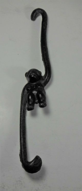 Vintage Japan Japanese 8 " Cast Iron Barrel Of Monkey Hanging Hook