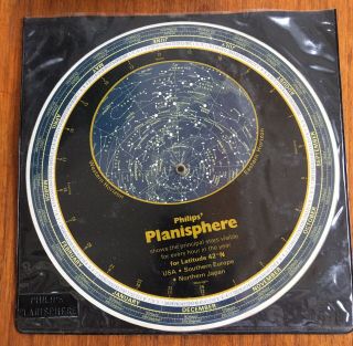 Vintage Philips Planisphere Stars & Constellation Chart Map Astromony Guide Rule