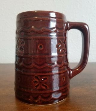 Vintage Marcrest Brown Glaze Stoneware Mug.  Daisy Dot,  Made In The Usa