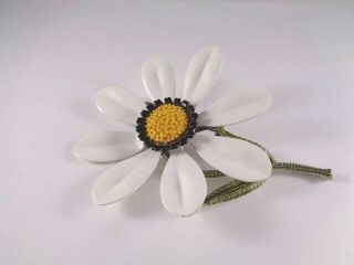 Vintage Pin Brooch Enameled Large Daisy Flower Motif