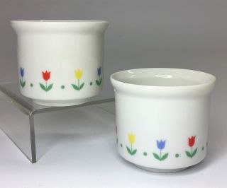 Vintage Porcelain Made In Japan Multi Color Tulips Votive Candle Holders
